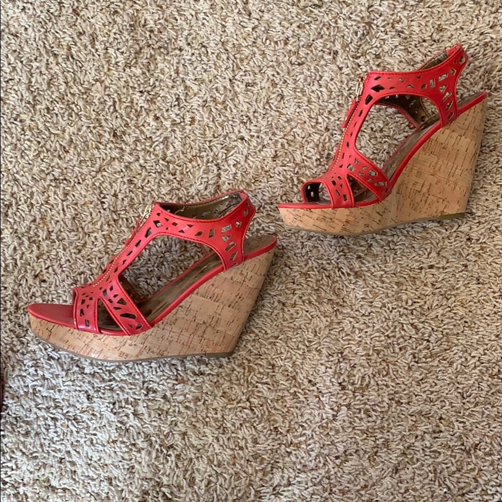 Red Wedge Sandals